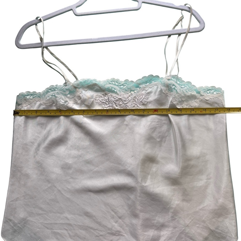 Linda for Eaton Vintage 80s 90s Ivory Lace Trim Camisole Top Size L Romantic - Picture 7 of 10